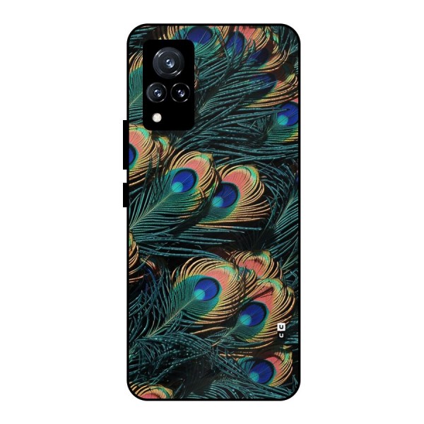 Peacock Feather Art Metal Back Case for Vivo V21 5G