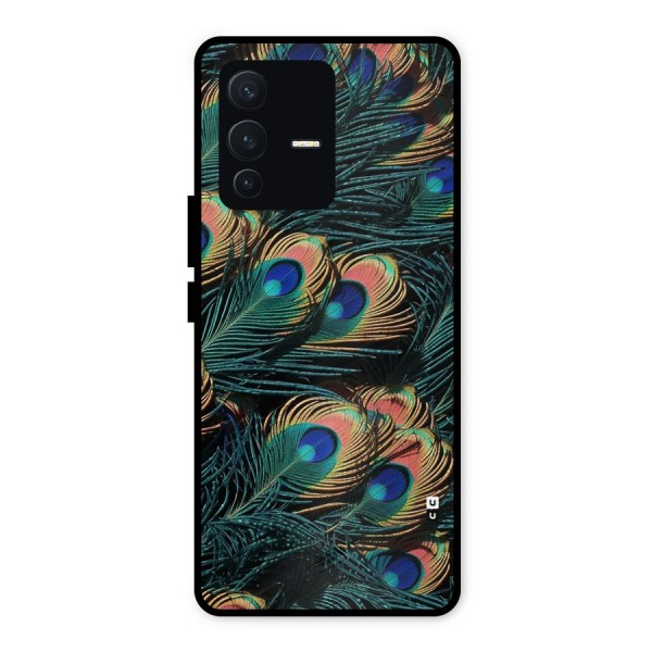 Peacock Feather Art Metal Back Case for Vivo V23 5G