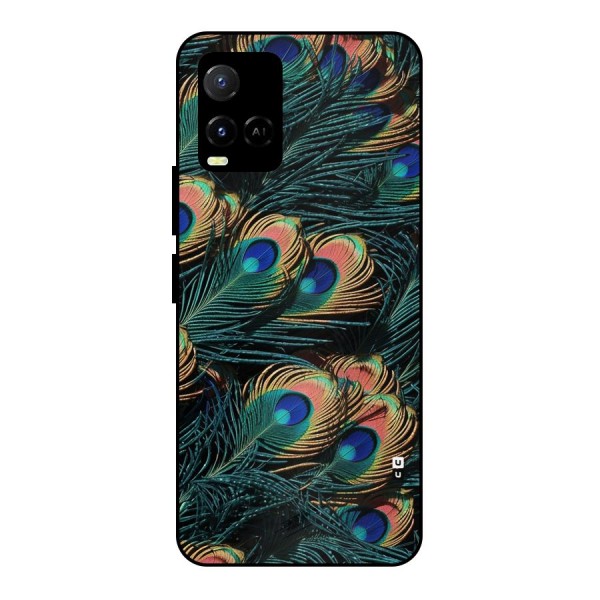 Peacock Feather Art Metal Back Case for Vivo Y21 2021