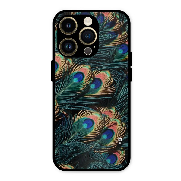 Peacock Feather Art Metal Back Case for iPhone 14 Pro