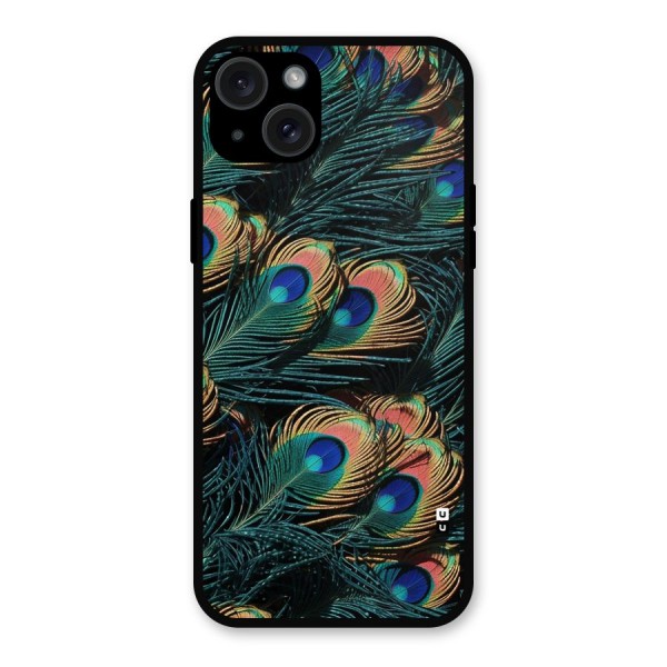Peacock Feather Art Metal Back Case for iPhone 15 Plus