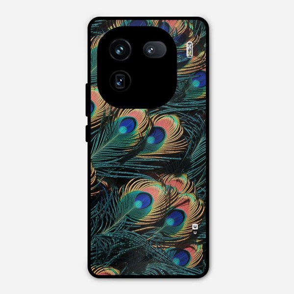 Peacock Feather Art Metal Back Case for iQOO 12
