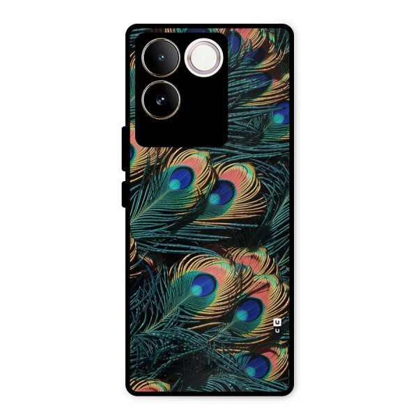 Peacock Feather Art Metal Back Case for iQOO Z7 Pro