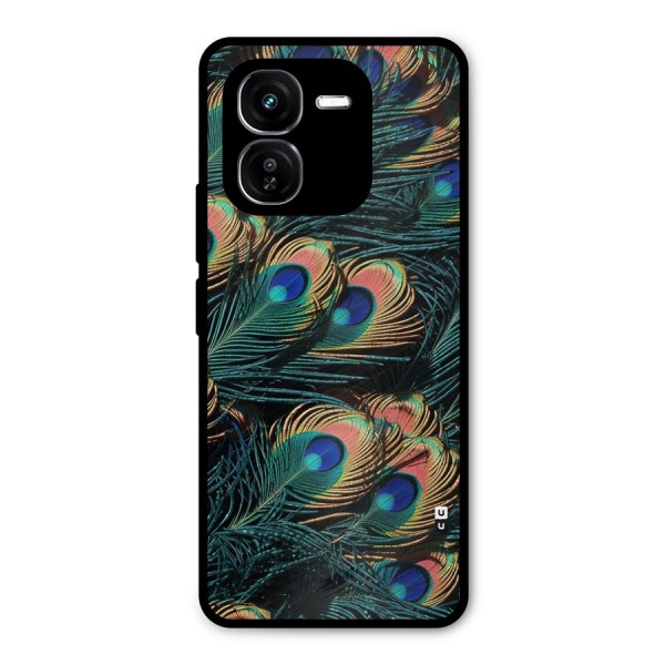 Peacock Feather Art Metal Back Case for iQOO Z9x