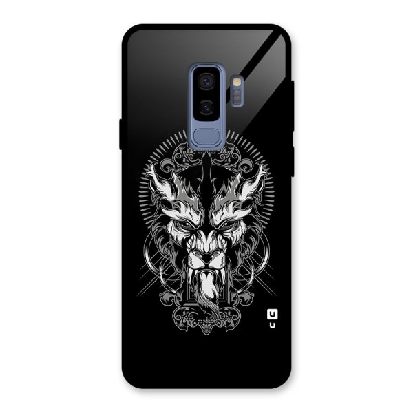 Pencil Art Lion Illustration Glass Back Case for Galaxy S9 Plus