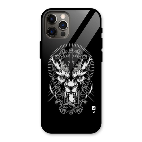 Pencil Art Lion Illustration Glass Back Case for iPhone 12 Pro