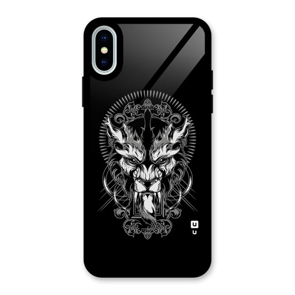 Pencil Art Lion Illustration Glass Back Case for iPhone XS