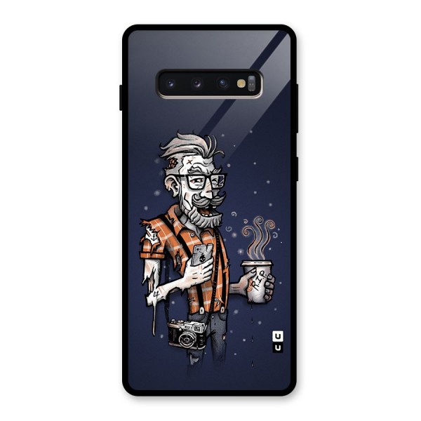 Photographer illustration Glass Back Case for Galaxy S10 Plus