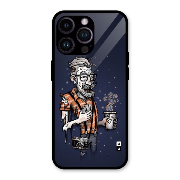 Photographer illustration Glass Back Case for iPhone 14 Pro Max