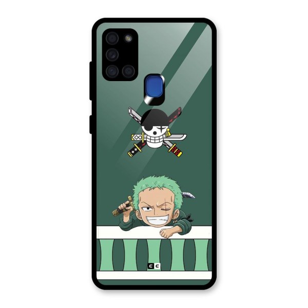 Pirate Hunter Zoro Glass Back Case for Galaxy A21s