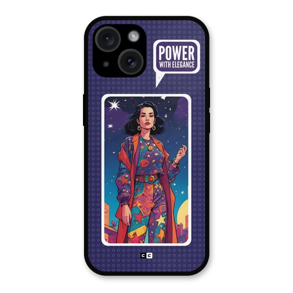 Power With Elegance Metal Back Case for iPhone 15