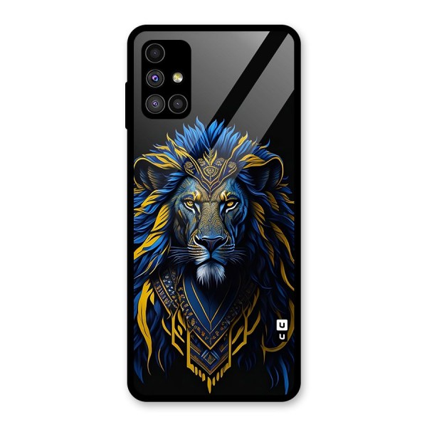 Premium Lion Abstract Portrait Art Glass Back Case for Galaxy M51