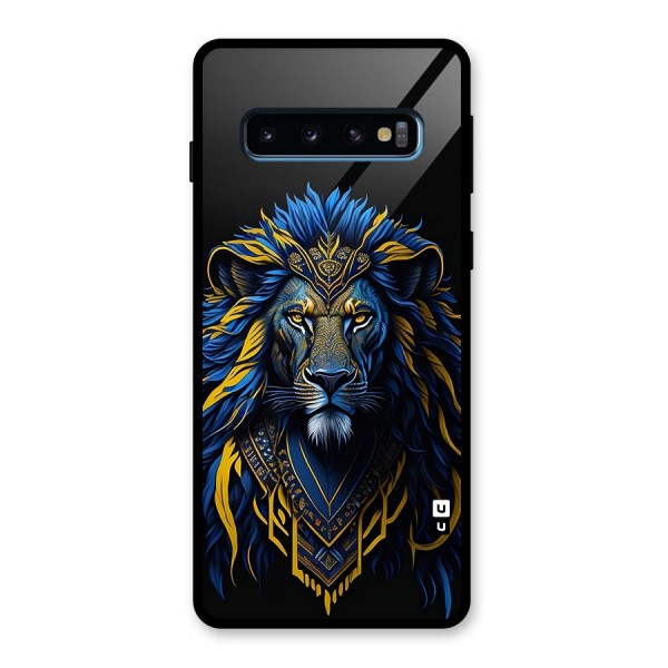 Premium Lion Abstract Portrait Art Glass Back Case for Galaxy S10