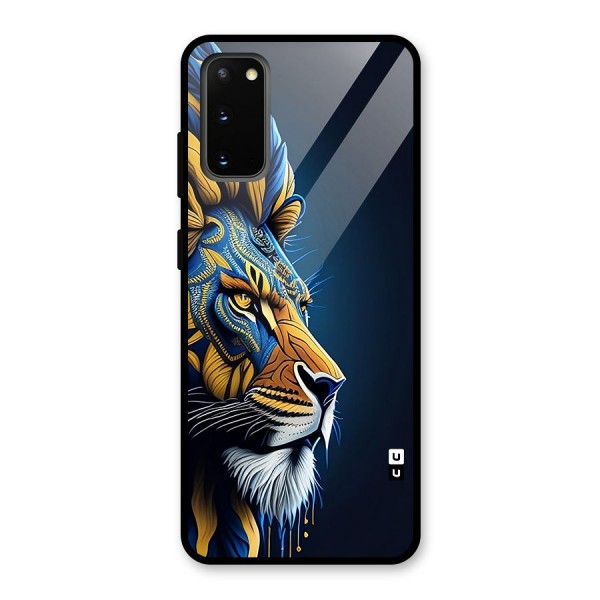 Premium Lion Abstract Side Art Glass Back Case for Galaxy S20