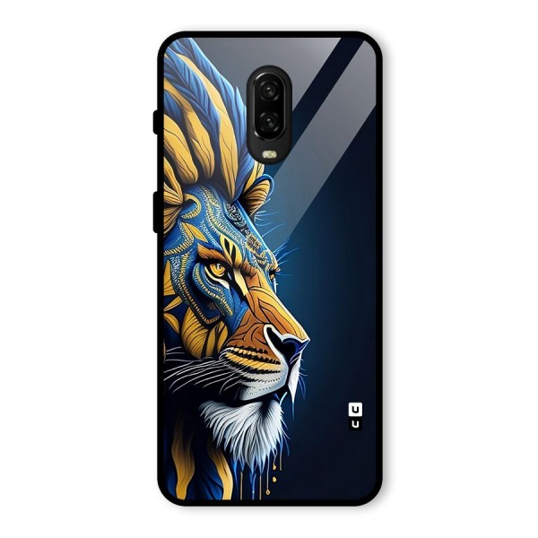 Premium Lion Abstract Side Art Glass Back Case for OnePlus 6T