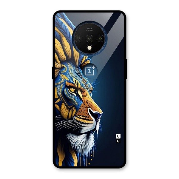 Premium Lion Abstract Side Art Glass Back Case for OnePlus 7T