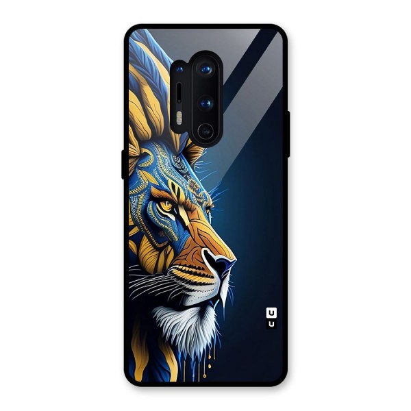 Premium Lion Abstract Side Art Glass Back Case for OnePlus 8 Pro