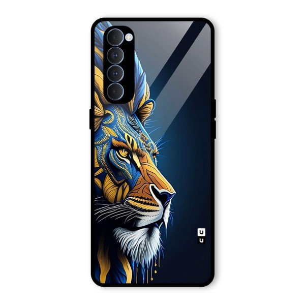 Premium Lion Abstract Side Art Glass Back Case for Oppo Reno4 Pro
