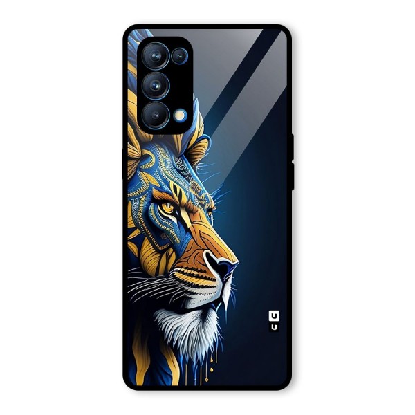Premium Lion Abstract Side Art Glass Back Case for Oppo Reno5 Pro 5G