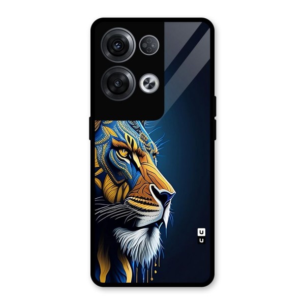 Premium Lion Abstract Side Art Glass Back Case for Oppo Reno8 Pro 5G