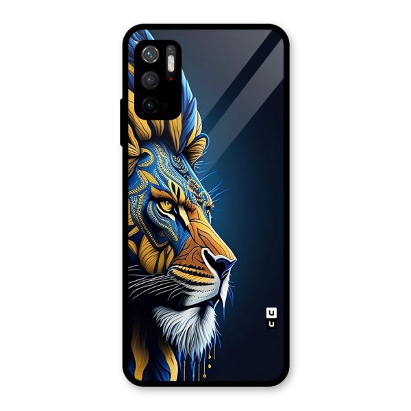 Premium Lion Abstract Side Art Glass Back Case for Poco M3 Pro 5G