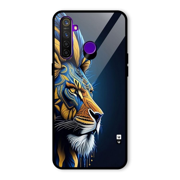 Premium Lion Abstract Side Art Glass Back Case for Realme 5 Pro
