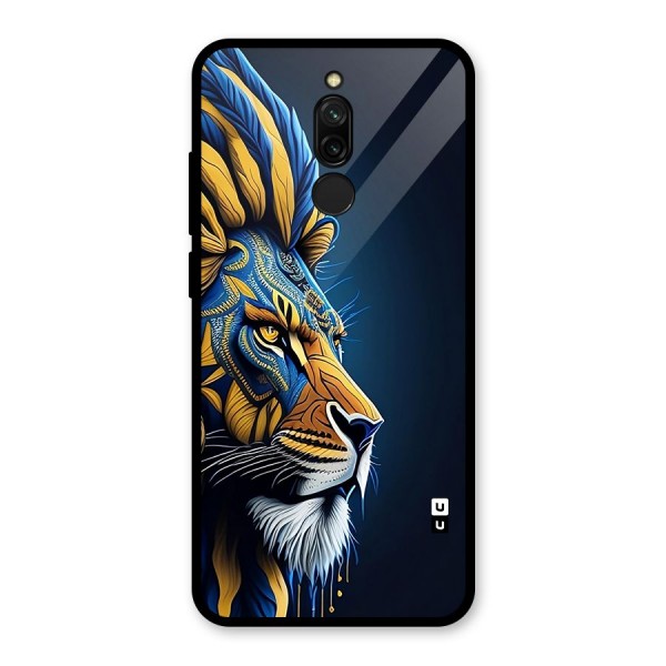 Premium Lion Abstract Side Art Glass Back Case for Redmi 8