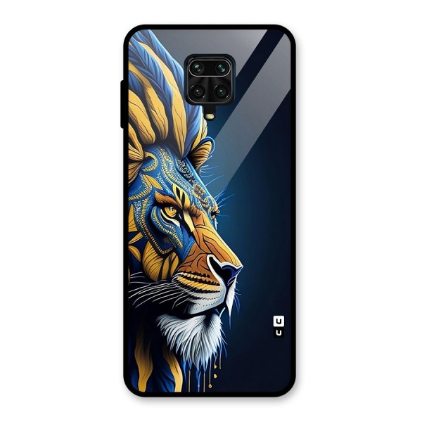 Premium Lion Abstract Side Art Glass Back Case for Redmi Note 9 Pro