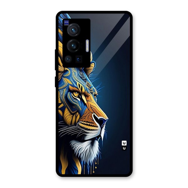 Premium Lion Abstract Side Art Glass Back Case for Vivo X70 Pro