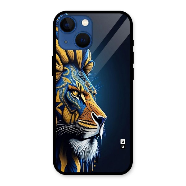 Premium Lion Abstract Side Art Glass Back Case for iPhone 13 Mini