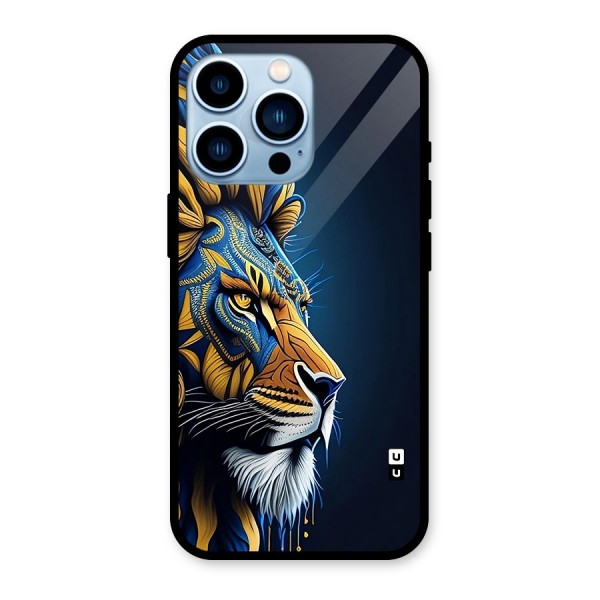 Premium Lion Abstract Side Art Glass Back Case for iPhone 13 Pro