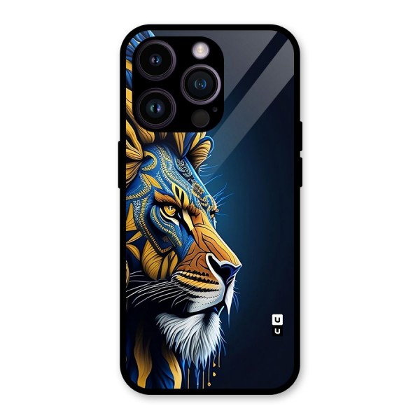 Premium Lion Abstract Side Art Glass Back Case for iPhone 14 Pro