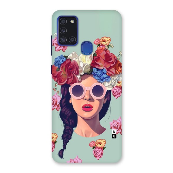 Pretty Girl Florals Illustration Art Back Case for Galaxy A21s