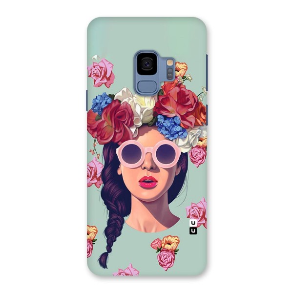 Pretty Girl Florals Illustration Art Back Case for Galaxy S9