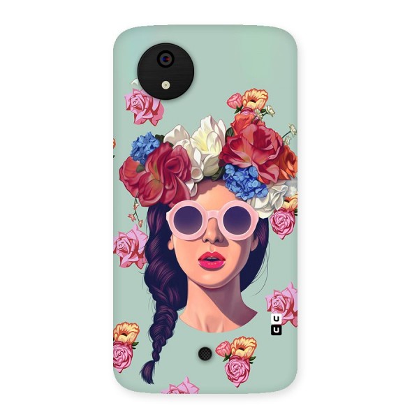 Pretty Girl Florals Illustration Art Back Case for Micromax Canvas A1