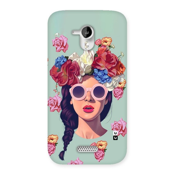 Pretty Girl Florals Illustration Art Back Case for Micromax Canvas HD A116