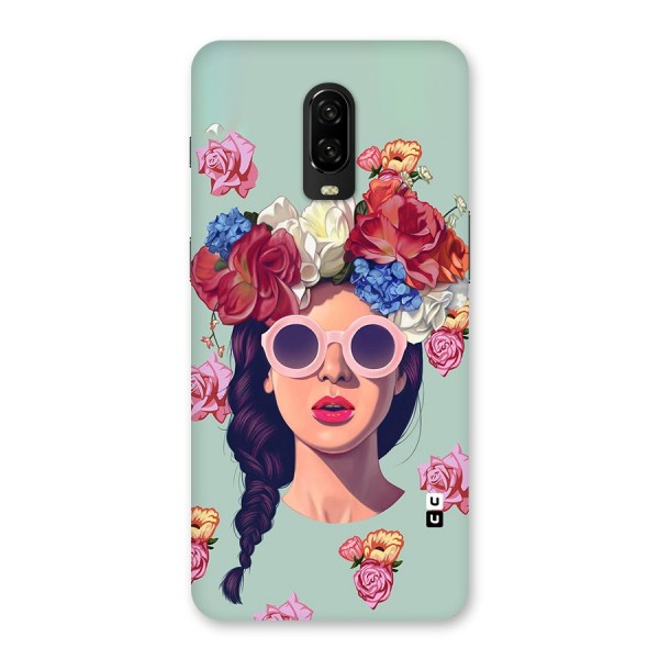 Pretty Girl Florals Illustration Art Back Case for OnePlus 6T