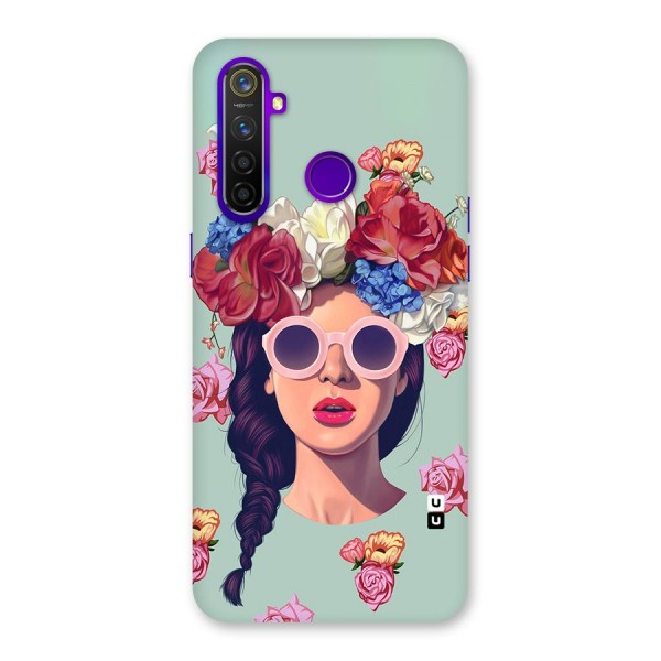 Pretty Girl Florals Illustration Art Back Case for Realme 5 Pro