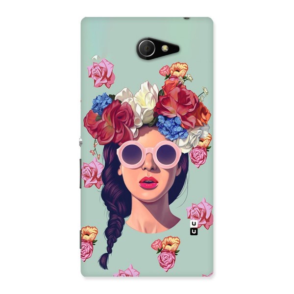 Pretty Girl Florals Illustration Art Back Case for Sony Xperia M2