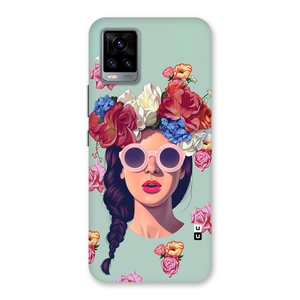Pretty Girl Florals Illustration Art Back Case for Vivo V20