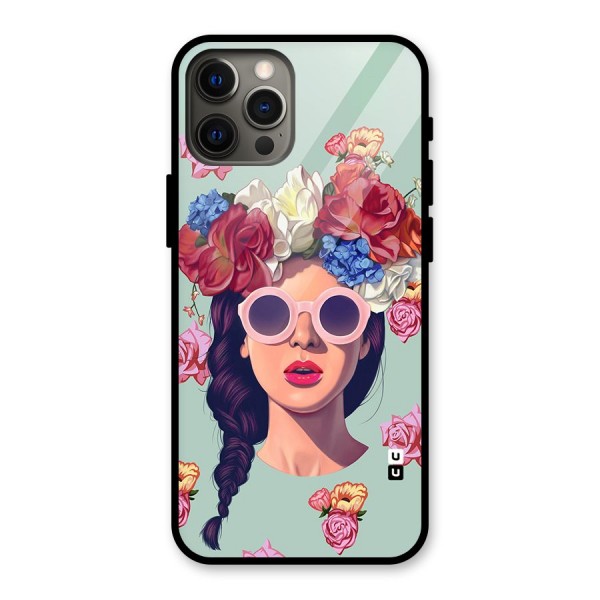 Pretty Girl Florals Illustration Art Glass Back Case for iPhone 12 Pro Max