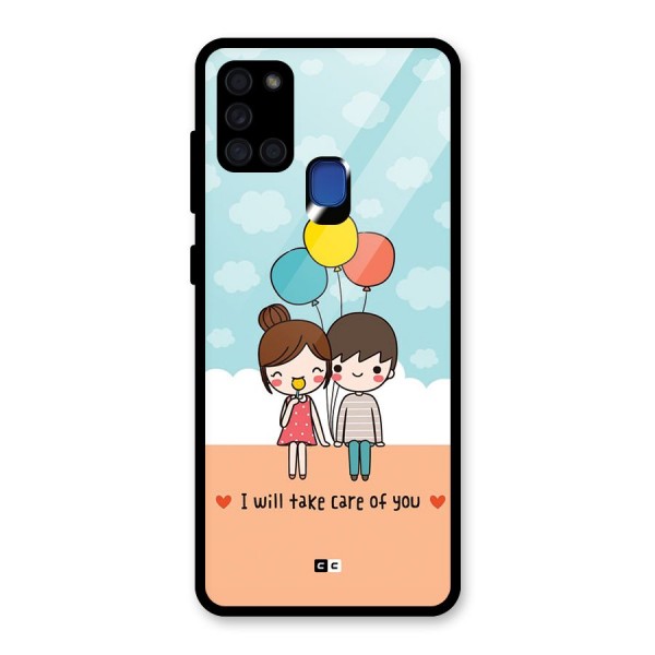 Promise To Care Glass Back Case for Galaxy A21s