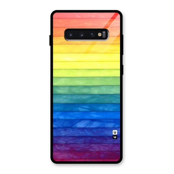 Rainbow Colors Stripes Glass Back Case for Galaxy S10 Plus