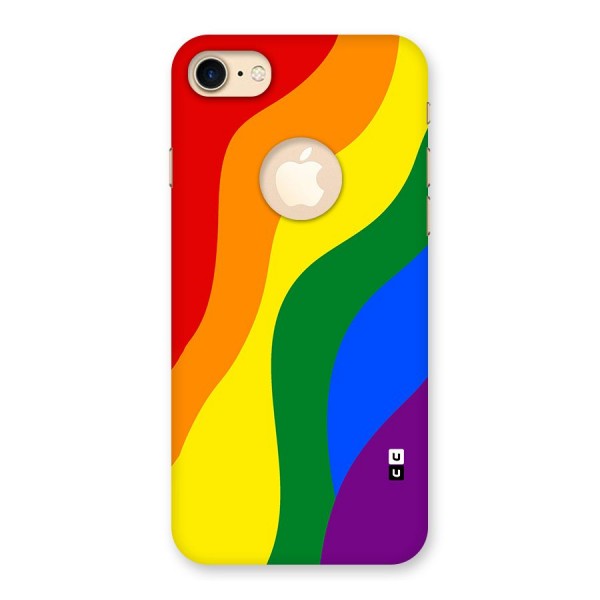 Rainbow Slant Curves Back Case for iPhone 7 Logo Cut