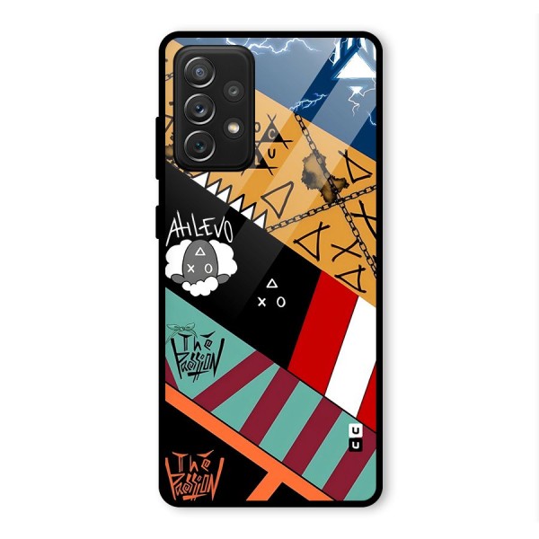 Random Abstracts Art Slant Stripes Glass Back Case for Galaxy A72