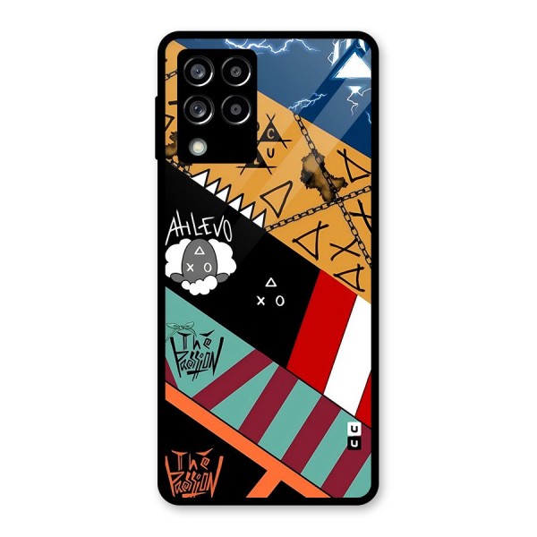 Random Abstracts Art Slant Stripes Glass Back Case for Galaxy M53 5G