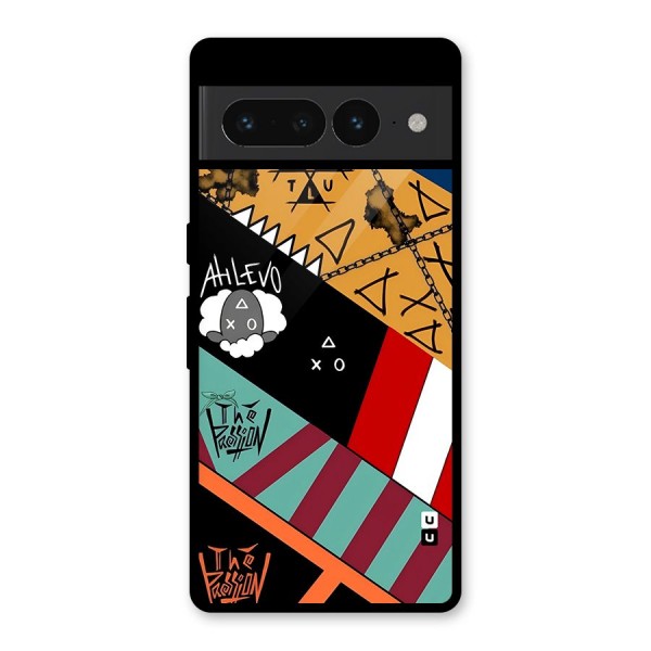 Random Abstracts Art Slant Stripes Glass Back Case for Google Pixel 7 Pro