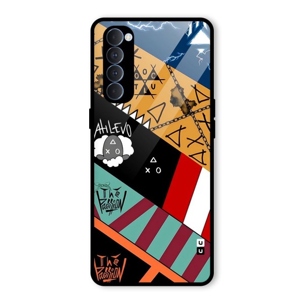 Random Abstracts Art Slant Stripes Glass Back Case for Oppo Reno4 Pro