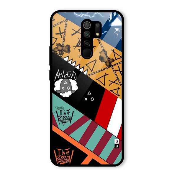 Random Abstracts Art Slant Stripes Glass Back Case for Redmi 9 Prime