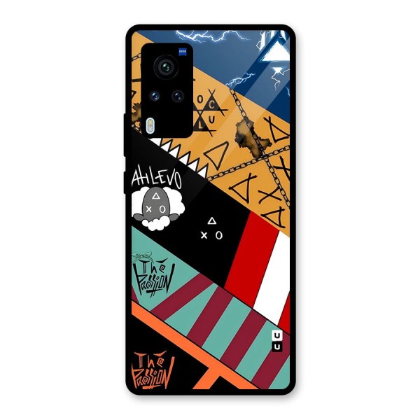 Random Abstracts Art Slant Stripes Glass Back Case for Vivo X60 Pro